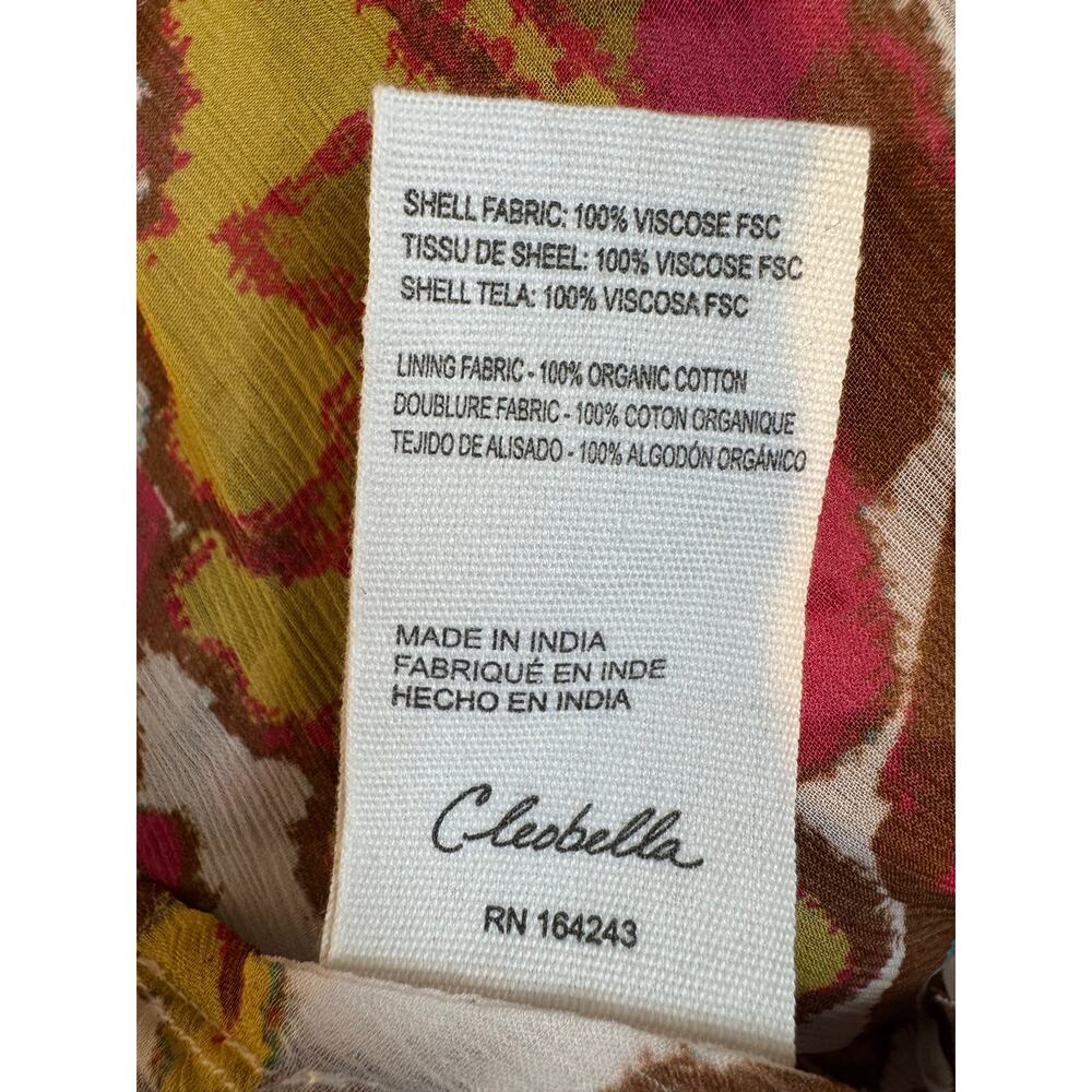 Cleobella Cecilia Shea Abstract Floral Ruched Front Slit Maxi Dress Size Small - Picture 8 of 9
